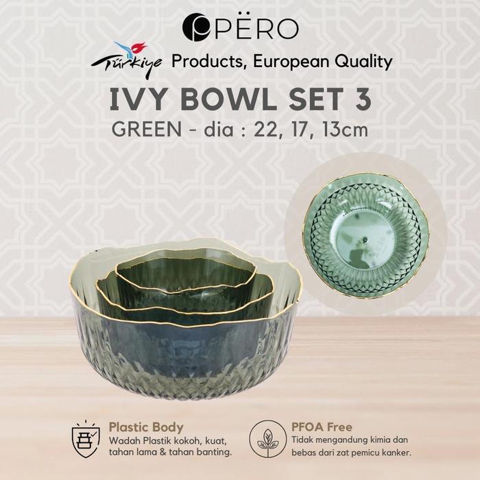 [KING KEVIN] Pero Ivy Bowl Set Of 3 / wadah plastik set of 3
