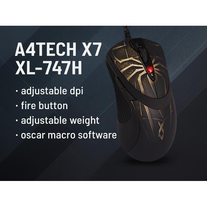 A4TECH X7 XL-747H SPIDER LASER GAMING MOUSE w/ Adjustable Weight + Oscar Macro