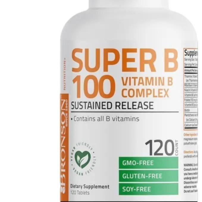 Bronson Super B 100 Vitamin B Complex Sustained Release Contains All B Vitamins
