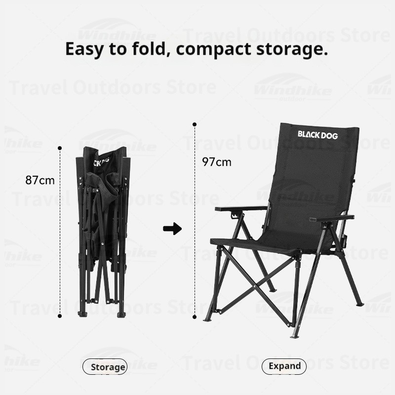 BLACKDOG Aluminum Alloy High Back Recliner Relax Outdoor Furniture Folding Iron Comfort Lightweight