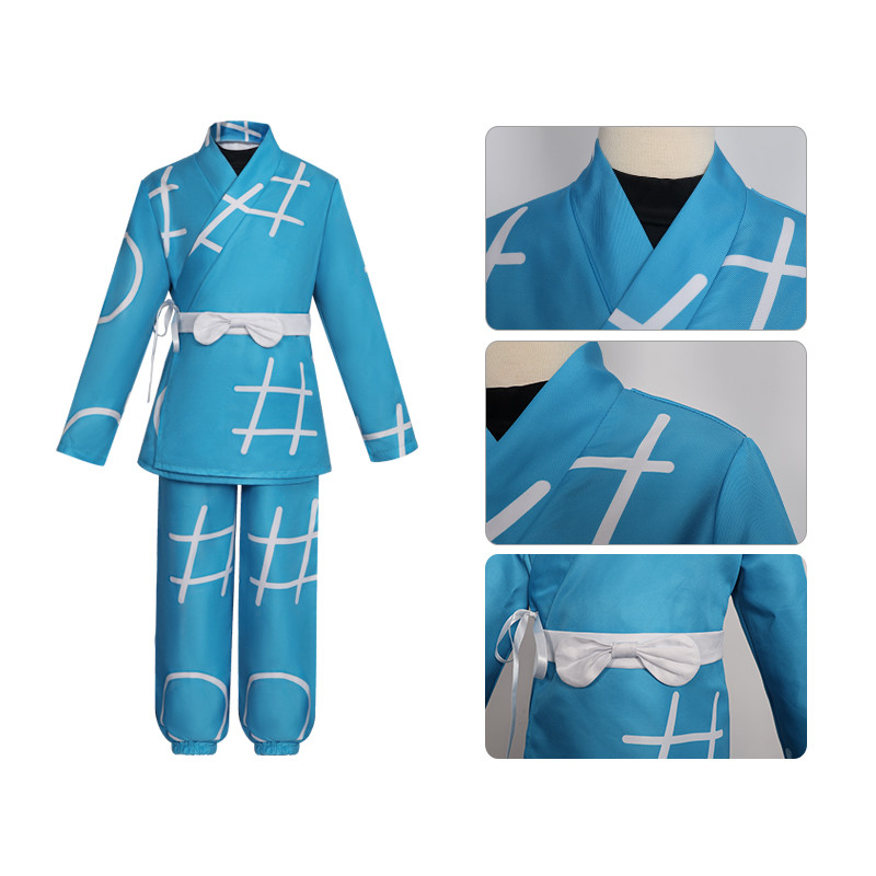 ANIME NINTAMA RANTAROU COSPLAY COSTUME NINJUTSU ACADEMY BLUE KARATE UNIFORM NINJA BOY RANTARO KARATE