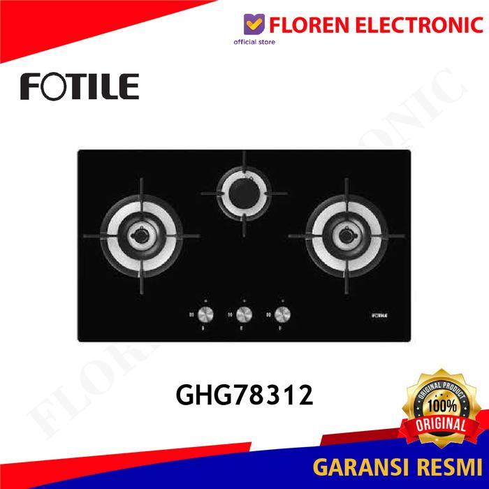 Fotile Kompor Gas 70cm GHG78312 / GHG 78312 3tungku Black Glass Garansi Resmi