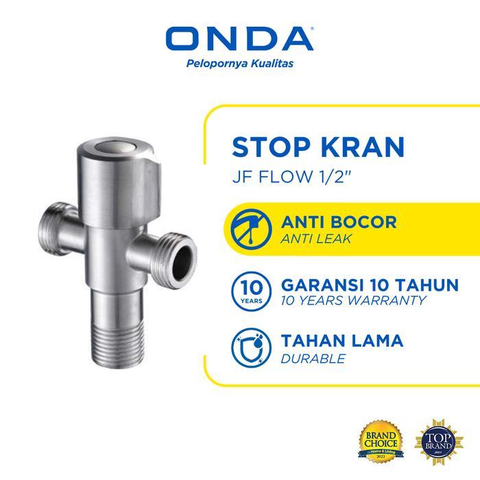 ONDA STOP KRAN TOILET 2 CABANG 1/2 IN CHROME KRAN WC DUDUK MULTIFUNGSI KERAN TOILET DUDUK KRAN