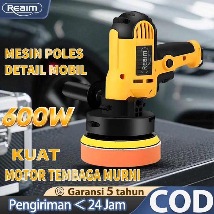 Mesin Poles Mobil Reaim 900W, Mesin Poles 5 Inci, Mesin Poles Mobil, Mobil, Alat Poles Cat, Set