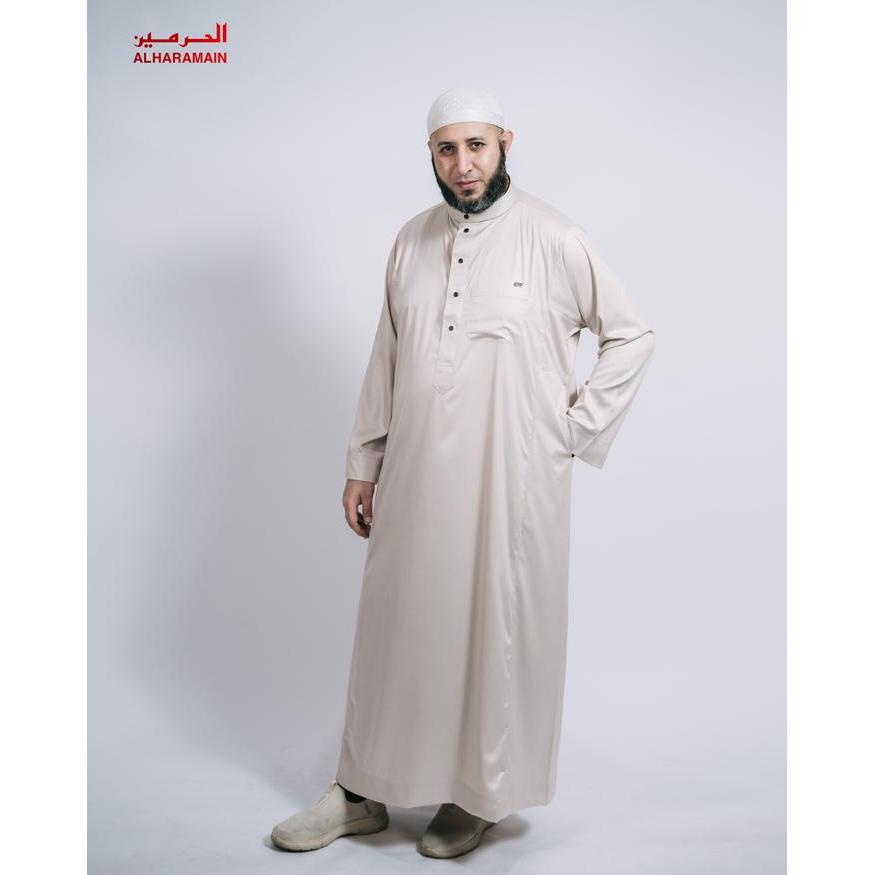 Promo Al Haramain Jubah / Gamis Pria Dewasa Premium (09 B) Coklat Tua Coklat Gold Abu Tua Silver