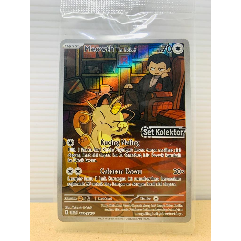 Promo Card Meowth Tim Roket Sealed Set Kolektor Kehadiran Juaran