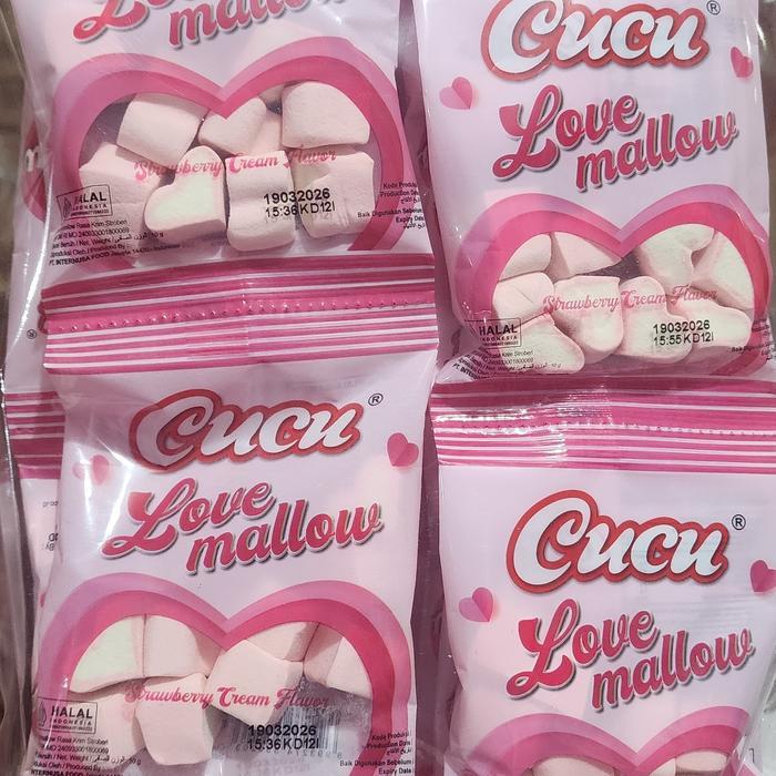 Marsmallow Cucu Love Isi 20Pcs Marshmallow Snack Manis, Grosir Snack, Cemilan Murah, Permen
