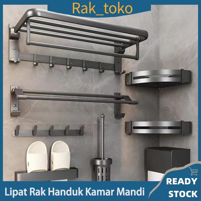 Lipat Rak Handuk Kamar Mandi Rak Handuk Dinding Kamar Mandi Mandi Rak Multifungsi Kamar Rak Tanpa