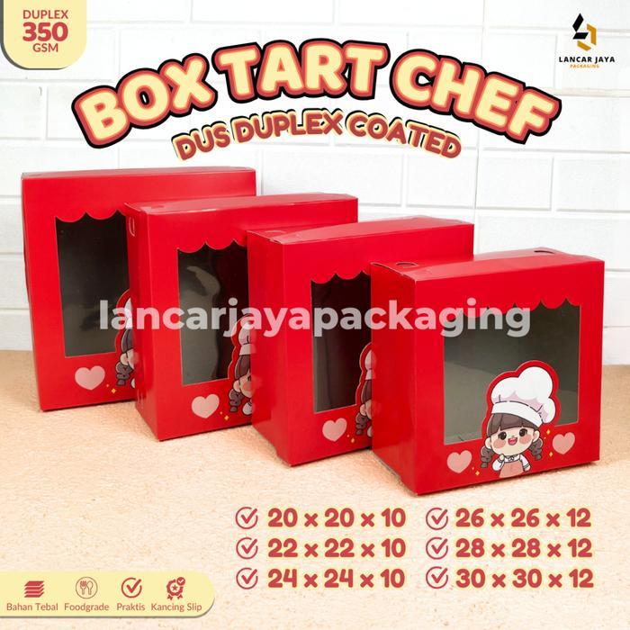 Box Tart Chef Merah Kotak Kue Cake Chiffon Kardus Hampers Kado Duplex Tutup Pisah