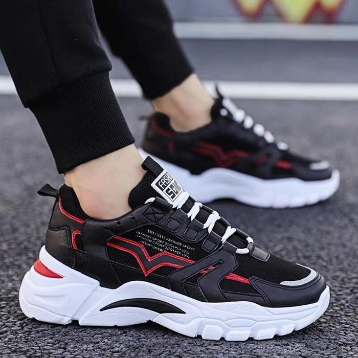 PANARYBODY Sepatu Sneakers Pria Hitam Putih Nyaman Ringan Sepatu Cowok Shoes Kasual Sepatu Pria