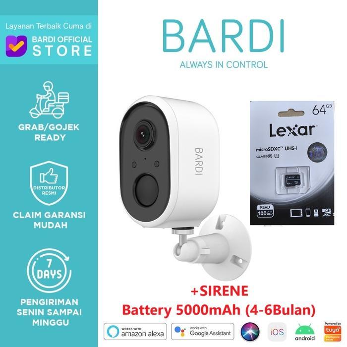 BARDI Smart IP Camera Outdoor IP65 with Battery 5000mAh Night Vision Sirene Tuya CCTV Battery