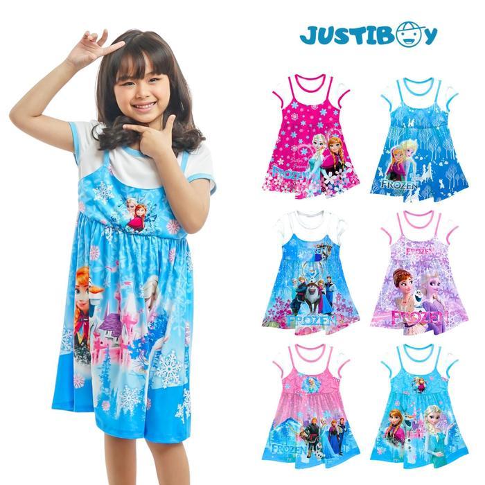 Daster Anak Perempuan Gambar Frozen Full Printing Umur 4 - 9 Tahun