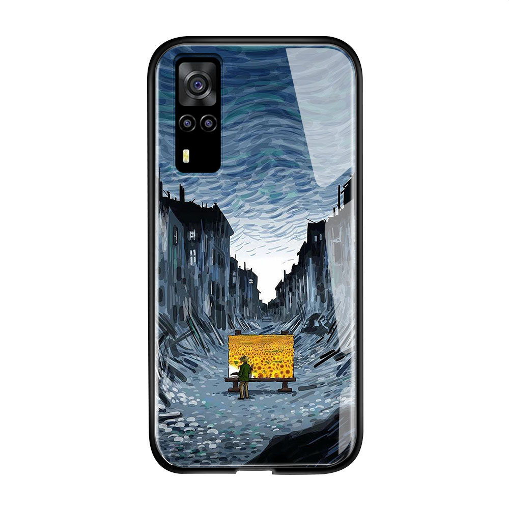 HardCase Kaca Casing For VIVO Y31 Y51 Y51A Y53S 2020 2021 4G Case Kesing Hp Phone DLJ A1-2773 BL