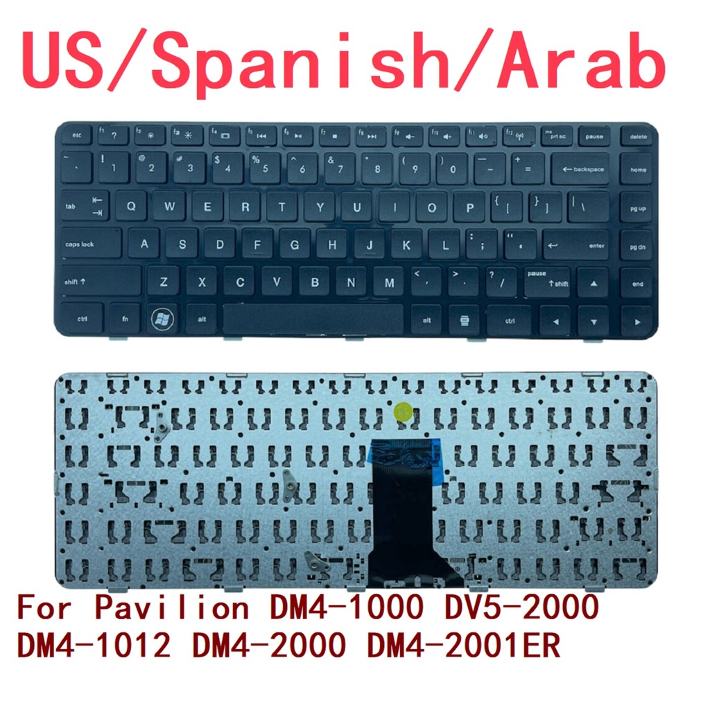 STOK TERBATAS  New US Spanish Arab Laptop Keyboard For HP Pavilion DM4-1000 DV5-2000 DM4-1012 DM4-20