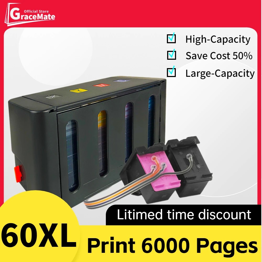 JUAL  60XL CISS Bulk Ink Replacement for HP60 HP 60 for F2480 F2420 F4480 F4580 F4280 F4210 D2660 D2