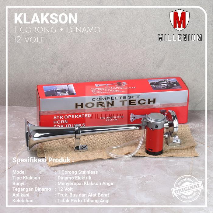 Klakson Angin Mobil Truk Bus 1 Corong Dinamo Elektrik 12 Volt