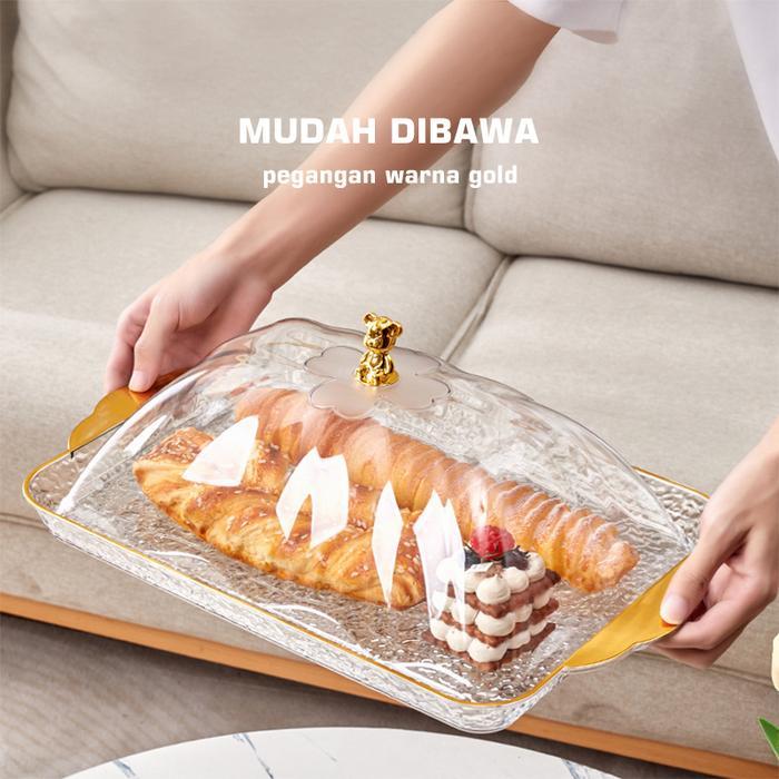 Nampan Tray Food /Tray Transparan Aesthetic /Nampan makanan transparan cantik dengan tutup untuk