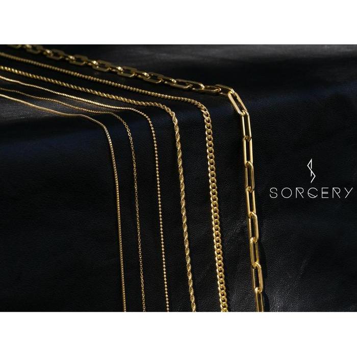 SORCERY Kalung Rantai Premium Titanium Emas Silver Pria Wanita - 55cm