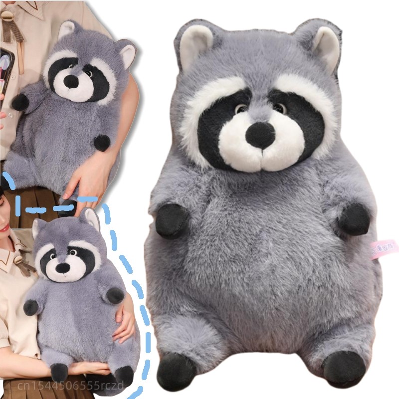 Hot Wholesale Artificial Fat Raccoon Plush Doll Grey Round Raccoon Animal Plush Toy Super Soft