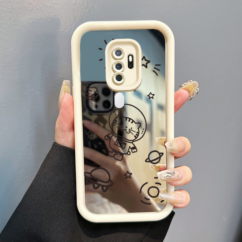 Casing Hp OPPO A5 2020 OPPO A9 2020 Case Casing Kucing Luar Angkasa Pola Kasus cermin tangga HP Kasi