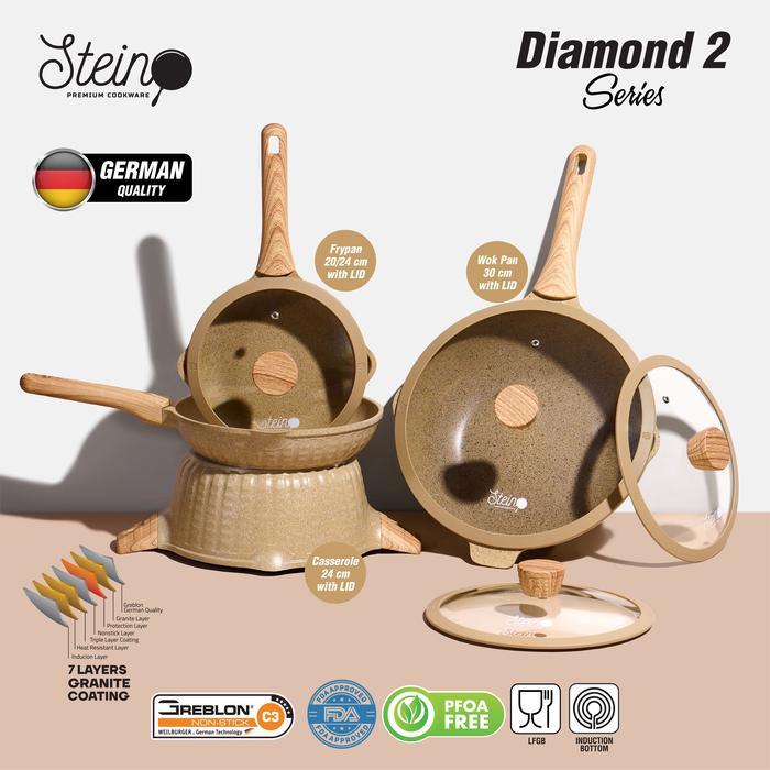 STEIN Cookware Diamond 2 Set Set Panci Wajan 8in1