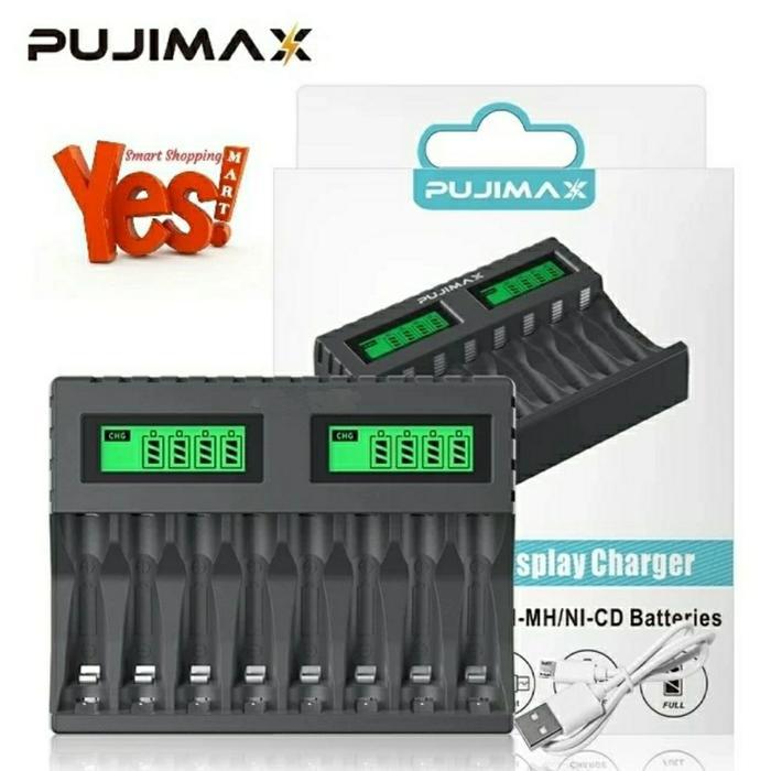 Pujimax LCD Intelligent Charger 8 Slot AA AAA Recharge Battery