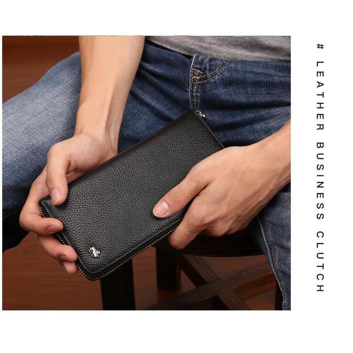 Dompet Pria Bison Denim-Dompet Panjang Pria Kulit Sapi Asli (Bison 8195-1B)