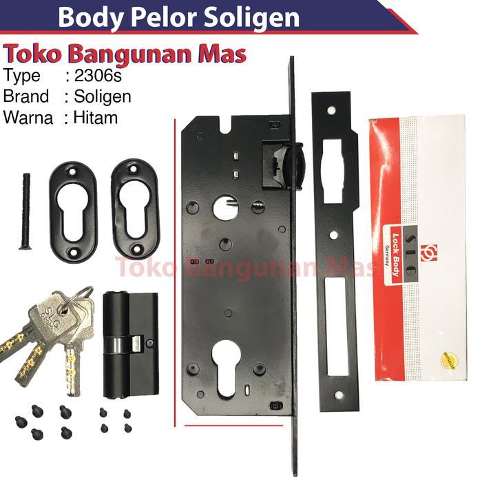 Body Pelor Soligen 2306s Hitam / Body Kunci Pelor Pintu Tarung Kupu Tools