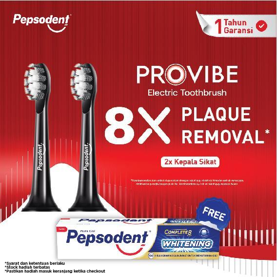 [FREE Pepsodent Whitening 190gr] Pepsodent Provibe Electric Toothbrush Starter Kit Refill
