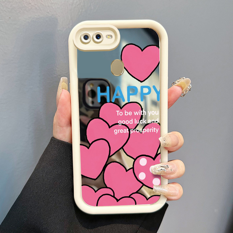Casing Hp OPPO A7 OPPO A5s OPPO A12 OPPO A12S A11k Case Duo Duo's Heart Cartoon Mirror Kasing siliko