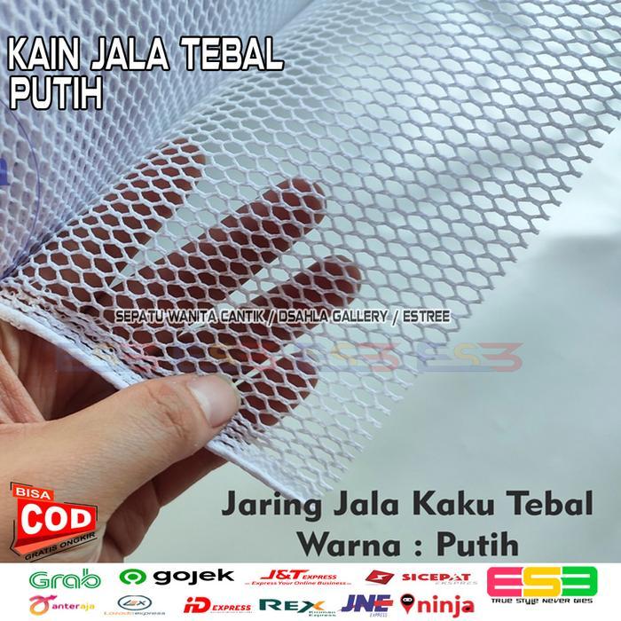 Bahan Jala Tebal Kaku Kain Jaring Lapisan 100 x 150 cm Meteran Putih