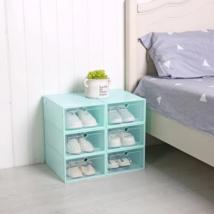 "New" Kotak Sepatu Flip Shoe Box Shoe Boks Tempat Sepatu lipat Kotak Sepatu