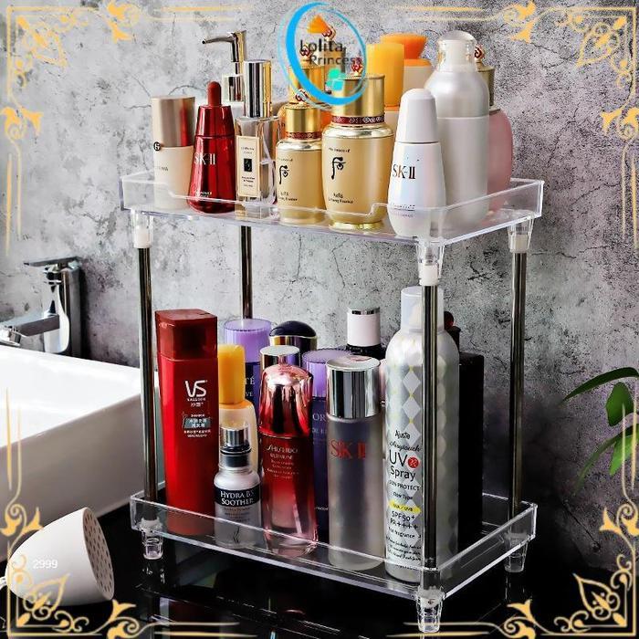 Rak Kosmetik Acrylic 2 dan 3 Tingkat Serbaguna / Rak Make Up / Rak Penyimpanan Multifungsi