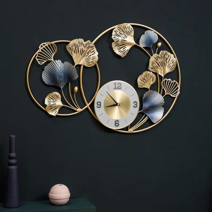 Jam Dinding Quartz Luxury Nordic European Style, Silent Movement Jiali, Besi Hollow KK030 (Gold)