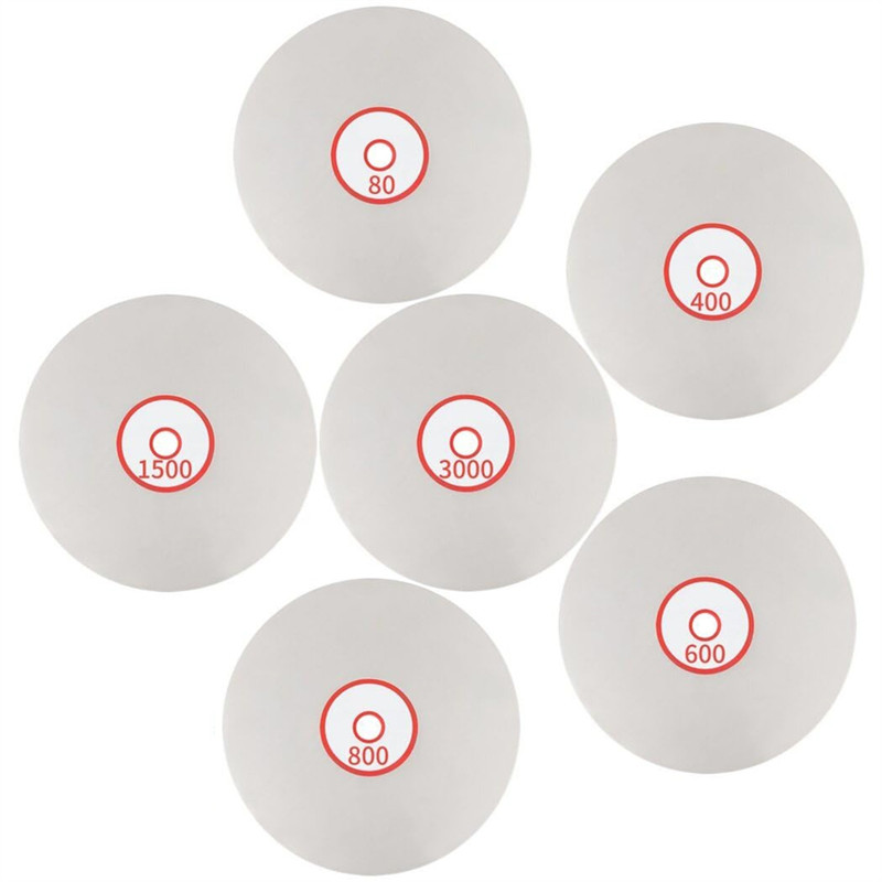 Diamond Polishing Disc Set 6 PCS, 6Inch Diamond Flat Lap 80/400/600/800/1500/3000 Grit Wheel Lapping