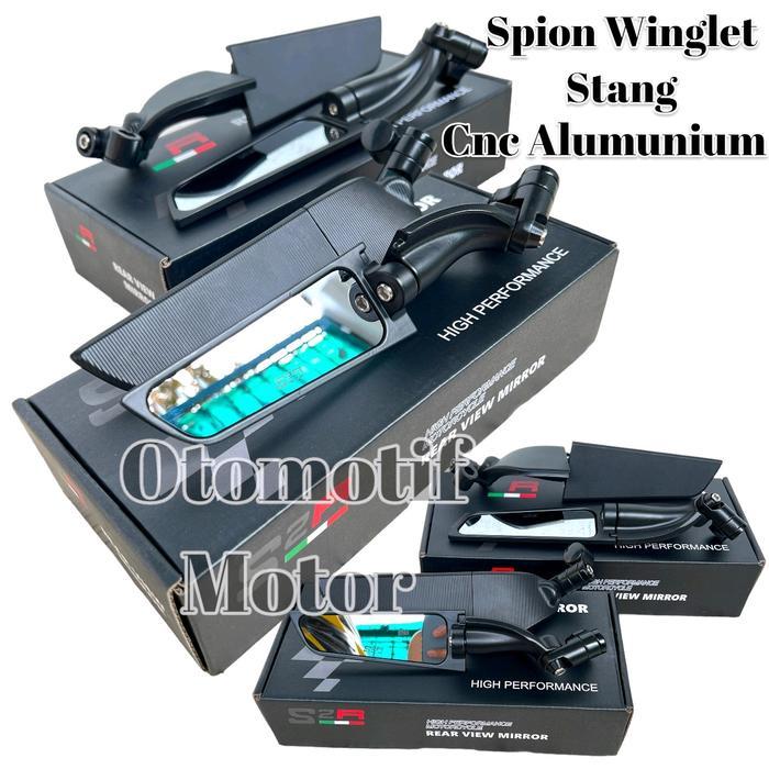 Spion Winglet Stang Cnc Alumunium Kaca Cembung Zoom Kaca besar Kaca kecil
