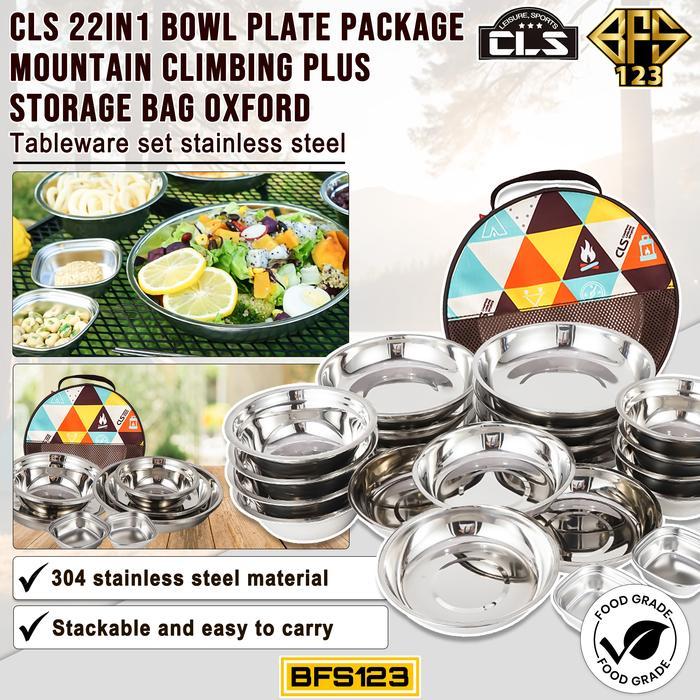 Cookware Set Camping Paket Piring Mangkok 22 in 1 Plus Storage Bag Camping Alat Masak Camping
