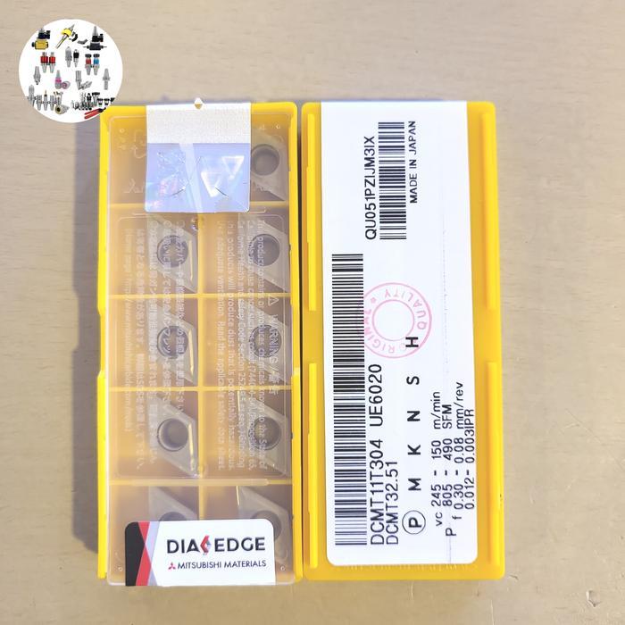 DCMT 11T304/08 UE6020 MITSUBISHI ORIGINAL INSERT BUBUT DCMT 11 MATA BUBUT DCMT 11T308