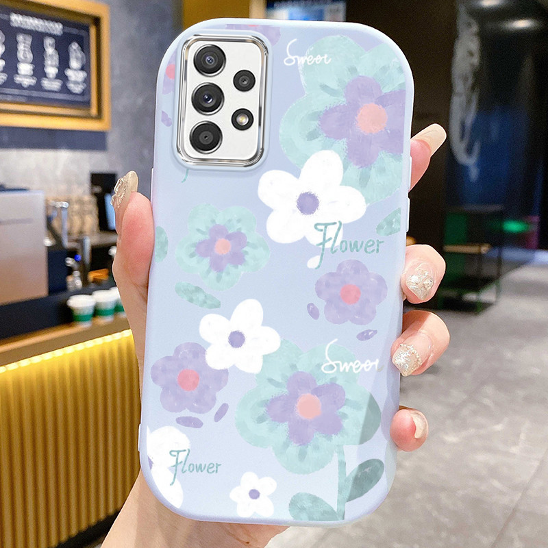 Casing Hp Untuk Samsung Galaxy A52 4G A52 5G A52s 5G A51 M40s Case Bunga Watercolor Warna Ungu Kasin