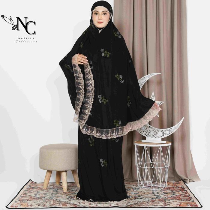 Top Nabilla - Mukena Dewasa Rayon Bordir Bunga Timbul Jumbo