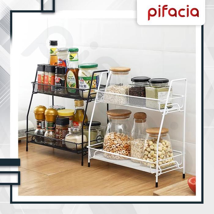 PIFACIA Rak Bumbu Dapur Besi Susun Rak Jajan Kosemetik Rak Portable Serbaguna