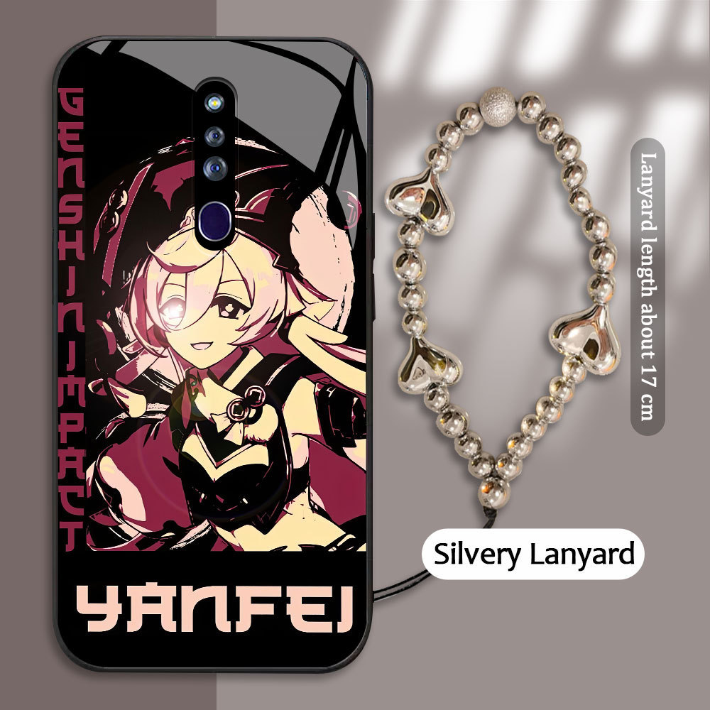 For OPPO F5 F7 R19 F15 F9 F11 F17 F19 F21 PRO 5G F19S Casing Handphone  Genshin Impact yanfei Glass 