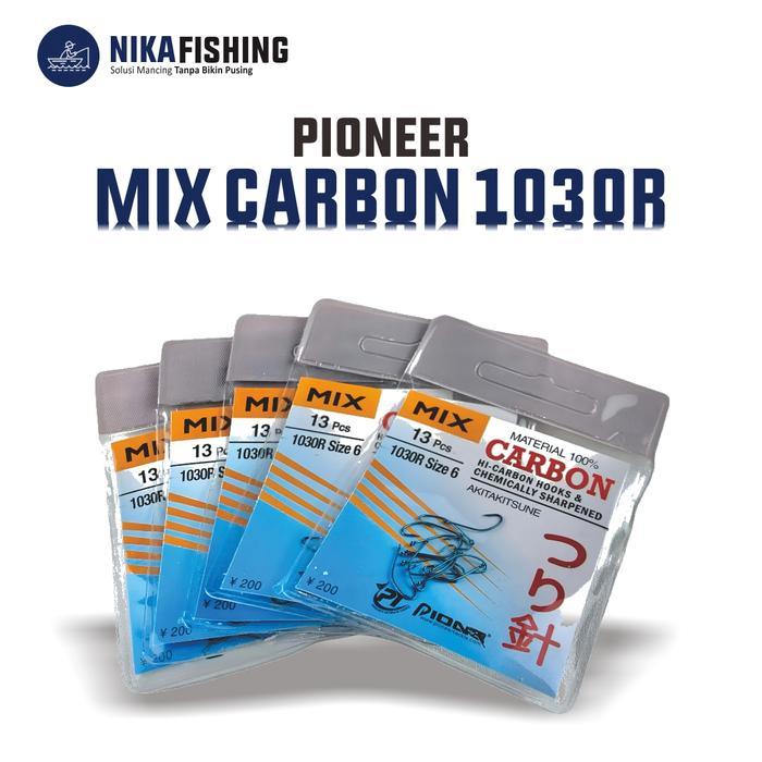 Mata Kail Akita Kitsune Carbon Mix 1030R Ukuran 0,1 0,3 Biru Jig Pancing Ikan