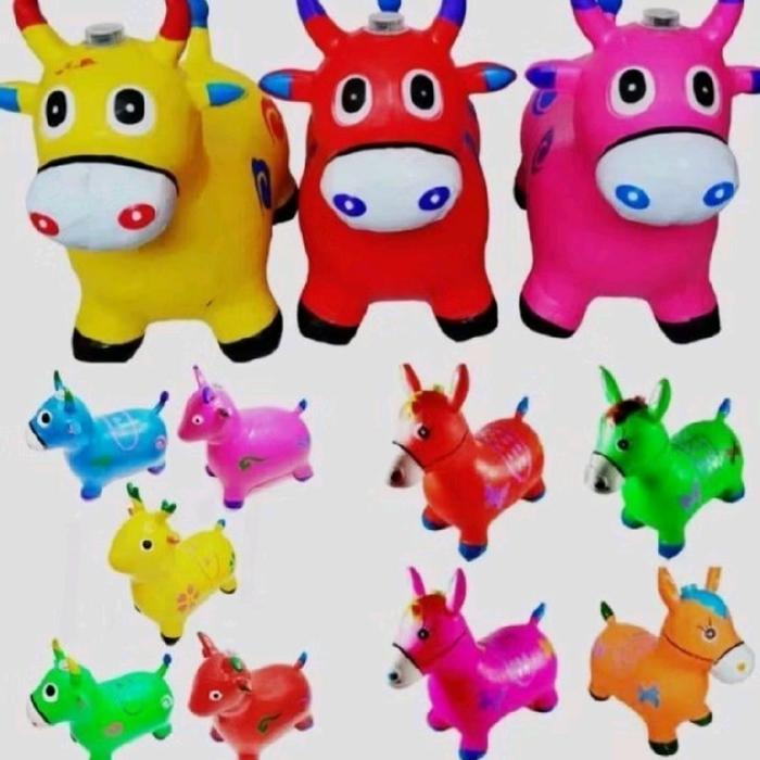 COD PROMO MAINAN MURAH ANAK JUMPING TEBAL DAN BESAR ANIMAL KUDA SAPI RUSA KARET LAMPU DAN MUSIK