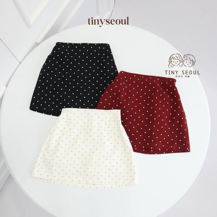 TINY SEOUL ROK MINI KOREA ANAK - HARIN POLKADOT SKIRT - Rok Mini Hitam Anak Cewek Rok Tartan Anak