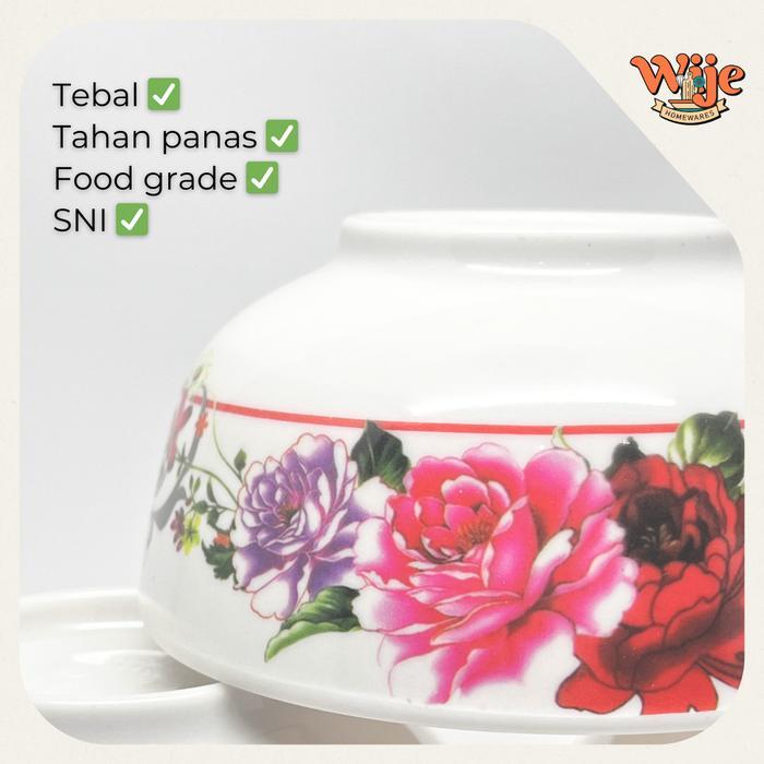 Mangkok Melamin 1 Lusin Motif Bunga Tebal Paket Set 4 6 12 Pcs Ukuran 4,5 Inci