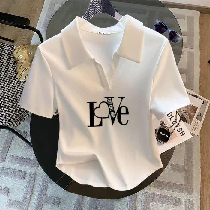 Kaos Crop Top Polo Shirt Wanita/Crop Top Polos/Kaos Wanita/T-shirt Kerah Polos//Kaos Crop Top Baju