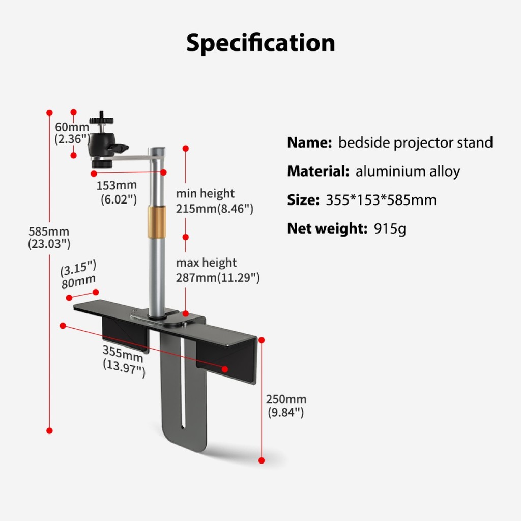 Projector Stand Behind Bed Sofa Aluminium Alloy Table Projector Holder Silver Wall Mount Projector