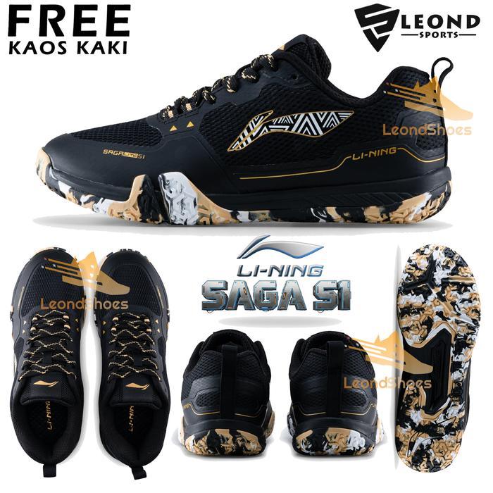 FREE KAOS KAKI Sepatu Badminton Lining Saga Lite Original Sepatu Bulu Tangkis Lining Saga Lite