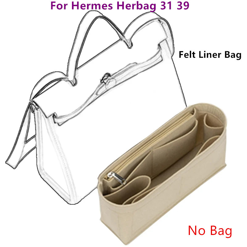 Bag Organizer Felt Liner Pocket Accessory For Hermes Herbag 31 39 Handbag Durable Lining Storage